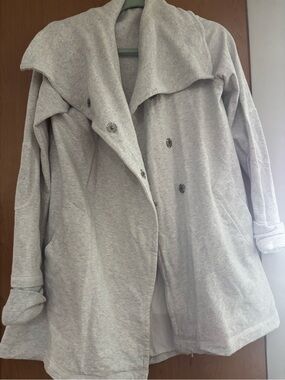 lululemon athletica Light Gray Jacket with Olive Trim